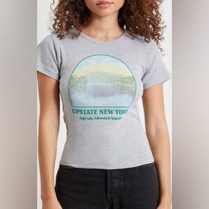 PacSun Women’s UPSTATE NEW YORK Eagle Lake, Adirondack Mountains Gray Tee Large